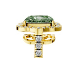 Yellow gold Fancy Green Radiant Cut Diamond Floral Halo Split Shank Prong Setting Ring_5