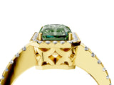 Yellow gold Fancy Green Radiant Cut Diamond Halo Engagement Ring with Pavé Band and Prong Setting_31