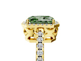 Yellow gold Fancy Green Radiant Cut Diamond Halo Engagement Ring with Pavé Band and Prong Setting_32
