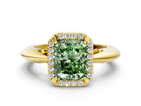 Yellow gold Fancy Green Radiant  Cut Diamond Halo Engagement Ring with Split Shank and Four-Prong Setting_90