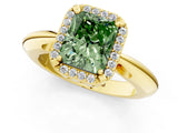 Yellow gold Fancy Green Radiant  Cut Diamond Halo Engagement Ring with Split Shank and Four-Prong Setting_91