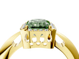 Yellow gold Fancy Green Radiant  Cut Diamond Halo Engagement Ring with Split Shank and Four-Prong Setting_94