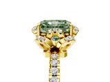 Yellow gold Fancy Green Radiant Cut Diamond Halo Pave Band with Four-Prong Setting_8