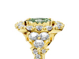 Yellow gold Fancy Green Radiant Cut Diamond Halo Ring with Pavé Band and Four-Prong Setting_46