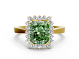 Yellow gold Fancy Green Radiant  Cut Diamond Halo Ring with Round Brilliant Halo and Solitaire Band_87