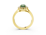 Yellow gold Fancy Green Radiant  Cut Diamond Halo Ring with Round Brilliant Halo and Solitaire Band_90