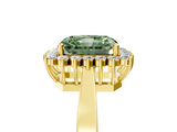 Yellow gold Fancy Green Radiant  Cut Diamond Halo Ring with Round Brilliant Halo and Solitaire Band_92