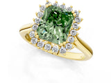 Yellow gold Fancy Green Radiant  Cut Diamond Halo Ring with Solitaire Band and Prong Setting_54
