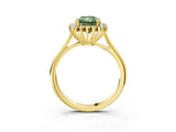 Yellow gold Fancy Green Radiant  Cut Diamond Halo Ring with Solitaire Band and Prong Setting_56