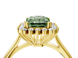 Yellow gold Fancy Green Radiant  Cut Diamond Halo Ring with Solitaire Band and Prong Setting_57