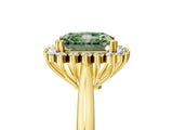 Yellow gold Fancy Green Radiant  Cut Diamond Halo Ring with Solitaire Band and Prong Setting_58