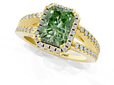 Yellow gold Fancy Green Radiant Cut Diamond Halo Split Shank Engagement Ring_40