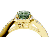 Yellow gold Fancy Green Radiant Cut Diamond Halo Split Shank Engagement Ring_43