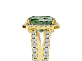 Yellow gold Fancy Green Radiant Cut Diamond Halo Split Shank Engagement Ring_44