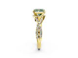 Yellow gold Fancy Green Radiant Cut Diamond  Halo Twist Band Solitaire Prong Setting Ring_50