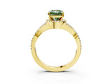 Yellow gold Fancy Green Radiant Cut Diamond  Halo Twist Band Solitaire Prong Setting Ring_51