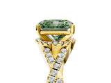 Yellow gold Fancy Green Radiant Cut Diamond  Halo Twist Band Solitaire Prong Setting Ring_53