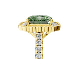 Yellow gold Fancy Green Radiant  Cut Diamond Milgrain Floral Halo Engagement Ring with Pavé Band_20