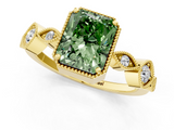 Yellow gold Fancy Green Radiant  Cut Diamond Milgrain Marquise Band with Prong Setting_4
