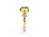 Yellow gold Fancy Green Radiant  Cut Diamond Milgrain Marquise Band with Prong Setting_5
