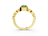 Yellow gold Fancy Green Radiant  Cut Diamond Milgrain Marquise Band with Prong Setting_6