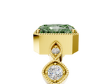 Yellow gold Fancy Green Radiant  Cut Diamond Milgrain Marquise Band with Prong Setting_8