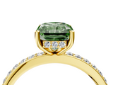 Yellow gold Fancy Green Radiant  Cut Diamond Pavé Band Ring with Four-Prong Setting_26