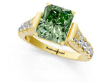 Yellow gold Fancy Green Radiant  Cut Diamond Pavé Band Solitaire with Four-Prong Setting_16
