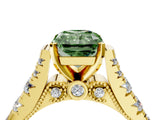 Yellow gold Fancy Green Radiant  Cut Diamond Pavé Band Solitaire with Four-Prong Setting_19