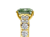 Yellow gold Fancy Green Radiant  Cut Diamond Pavé Band Solitaire with Four-Prong Setting_20
