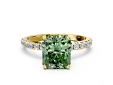Yellow gold Fancy Green Radiant  Cut Diamond Pavé Band Solitaire with Four-Prong Setting_3