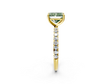 Yellow gold Fancy Green Radiant  Cut Diamond Pavé Band Solitaire with Four-Prong Setting_5