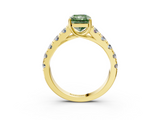 Yellow gold Fancy Green Radiant  Cut Diamond Pavé Band Solitaire with Four-Prong Setting_6
