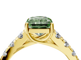 Yellow gold Fancy Green Radiant  Cut Diamond Pavé Band Solitaire with Four-Prong Setting_7