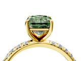 Yellow gold Fancy Green Radiant  Cut Diamond Pavé Band Solitaire with Four-Prong Setting_7