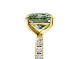 Yellow gold Fancy Green Radiant  Cut Diamond Pavé Band Solitaire with Four-Prong Setting_8