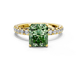 Yellow gold Fancy Green Radiant  Cut Diamond Pavé Band with Four-Prong Setting_53