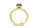 Yellow gold Fancy Green Radiant  Cut Diamond Pavé Band with Four-Prong Setting_57