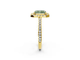 Yellow gold Fancy Green Radiant Cut Diamond Pavé Halo Ring with Four-Prong Setting_38
