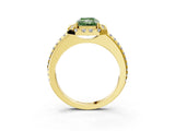 Yellow gold Fancy Green Radiant Cut Diamond Pavé Halo Ring with Four-Prong Setting_39