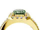 Yellow gold Fancy Green Radiant Cut Diamond Pavé Halo Ring with Four-Prong Setting_40