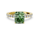 Yellow gold Fancy Green Radiant Cut Diamond Pavé Solitaire Engagement Ring with Four-Prong Setting_71
