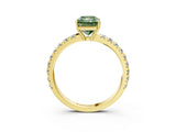 Yellow gold Fancy Green Radiant Cut Diamond Pavé Solitaire Engagement Ring with Four-Prong Setting_74