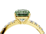 Yellow gold Fancy Green Radiant Cut Diamond Pavé Solitaire Engagement Ring with Four-Prong Setting_75