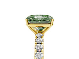 Yellow gold Fancy Green Radiant Cut Diamond Pavé Solitaire Engagement Ring with Four-Prong Setting_76