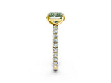 Yellow gold Fancy Green Radiant Cut Diamond Pavé Solitaire Ring with Round Band and Prong Setting_14