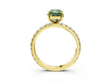 Yellow gold Fancy Green Radiant Cut Diamond Pavé Solitaire Ring with Round Band and Prong Setting_15
