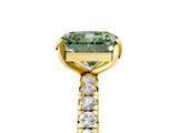 Yellow gold Fancy Green Radiant Cut Diamond Pavé Solitaire Ring with Round Band and Prong Setting_17