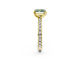 Yellow gold Fancy Green Radiant Cut Diamond Pavé Solitaire Ring with Round Band and Prong Setting_26