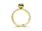 Yellow gold Fancy Green Radiant Cut Diamond Pavé Solitaire Ring with Round Band and Prong Setting_27